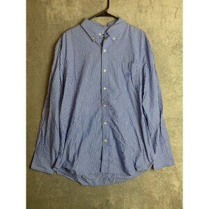 Chaps Mens Large Blue Striped Long Sleeve Button Front Shirt